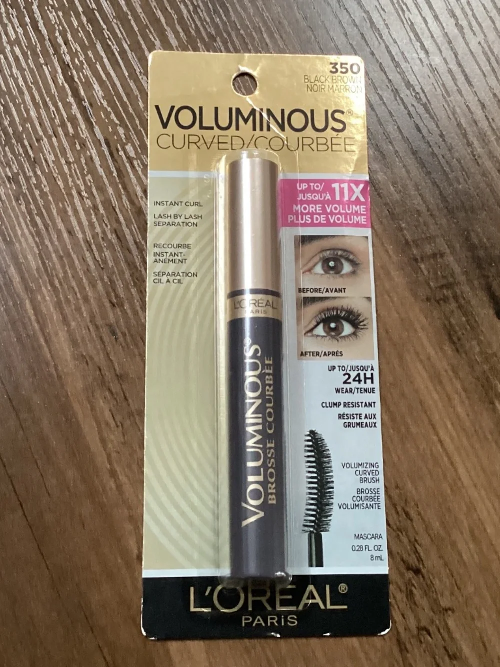 L'Oreal Paris Voluminous Curved mascara shade 350 Black Brown 8 ml New